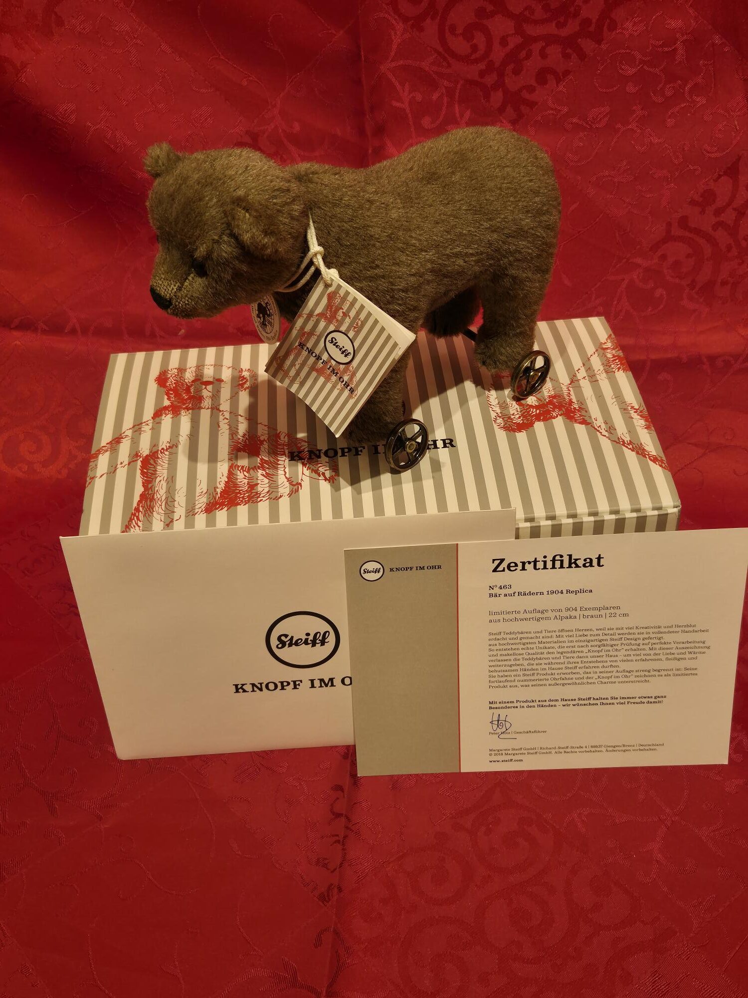 Steiff - Bär auf Rädern, Replika von 1904, Alpaca – Bild 3
