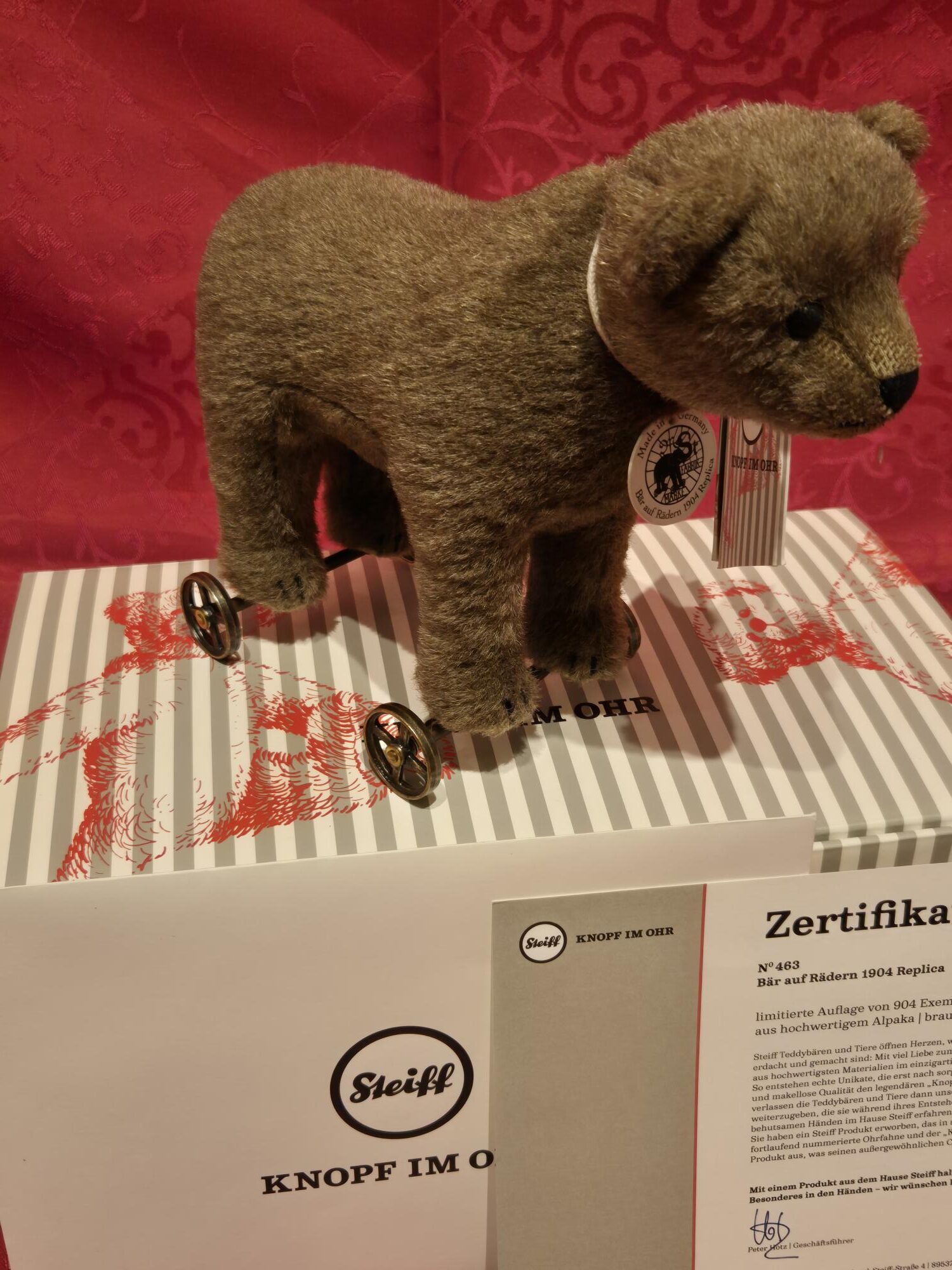 Steiff - Bär auf Rädern, Replika von 1904, Alpaca – Bild 6